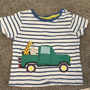 Striped T-Shirt with Truck and Animals Design